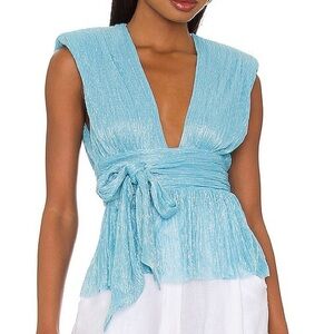 Sabina Musayev X revolve Harlow top in Marine